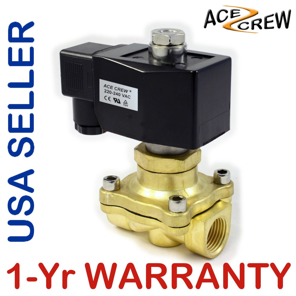 1/2 inch NORMALLY OPEN 220V-240V AC Brass Solenoid Valve NPT ONE-YEAR WARRANTY