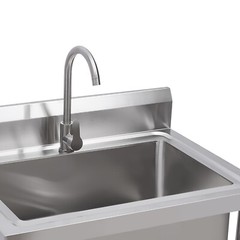 Kitchen Sink Stainless Steel Commercial 1 Compartment Utility Sink With Faucet~