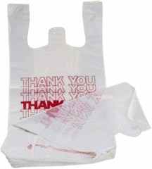 Bags 1/6 Small 8 x 4 x 16 THANK YOU T-Shirt Plastic Grocery Shopping Bags white