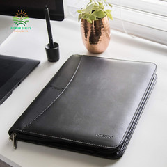 Black Leather Business Portfolio with Zipper–Padfolio – 10.1 Inch Tablet Sleeve