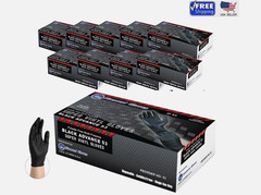Advance Black Vinyl Nitrile Blend Powder-Free Gloves 5.5 mil, S M L XL 1000 PCS