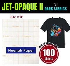 Jet Opaque II Heat Transfer Paper for Dark Fabrics 8.5×11 -100 Sheets INKJET