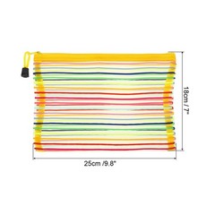 12Pcs Mesh Zipper Pouch, A5 Document Makeup Zipper Bag Travel Pouch, Yellow