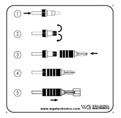 WGGE WG-3333 24k Gold Plated Speaker Banana Plugs-Closed Screw Type (5 Pairs)
