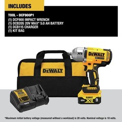 DEWALT DCF900P1R 20V MAX XR 1/2″ Impact Wrench Kit (5 Ah)