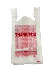 100 Bags T-Shirt Thank You Plastic Grocery Store Shopping Carry Out Bags.