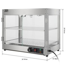 2 Tier Electric 800W Food Warmer Display Case Commercial Food Pizza Showcase New