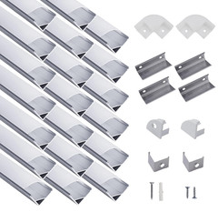 20-Pack 3.3Ft 1Meter V Shape LED Aluminum Channel System with Milky Cover End C