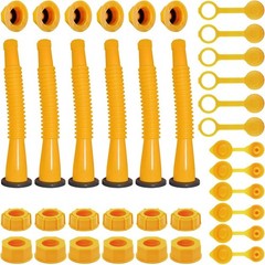 Old Style Gas Can Spout Replacement w/Tough Nozzles Screw Collar Vent Caps 6 Kit