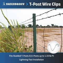 Sandbaggy T-Posts Wire Clips | Galvanized Rust Resistant Steel Fence Clips