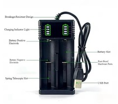 2-Slot Intelligent Battery Charger For 18650 14500 16340 Rechargeable Battery