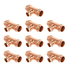 10 PCS EFIELD 3/4″ X 3/4″ X 1/2″ Copper Press Fit Tee Copper Fittings, Lead Free