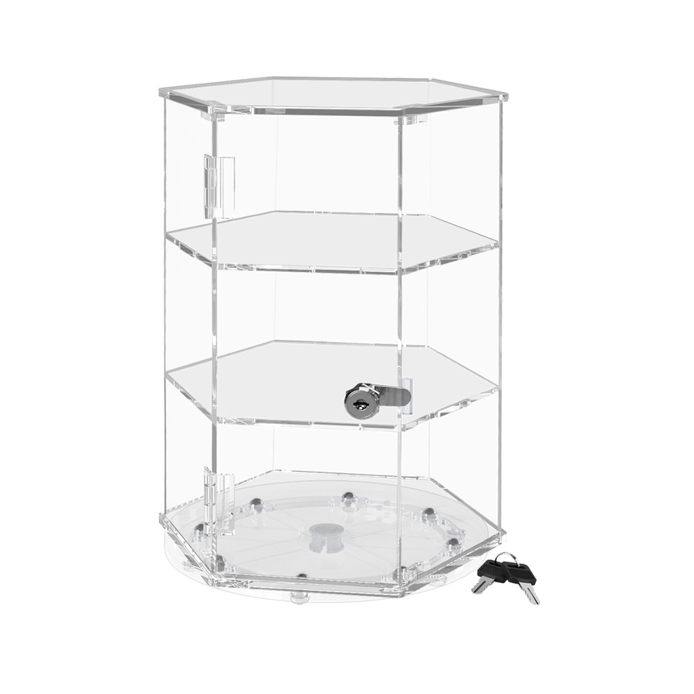 Spinning Acrylic Display Cabinet Clear 24″H Retail Locking Showcase