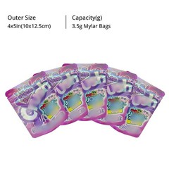 100pcs Cartoon Candy Holographic Mylar Bags 3.5g Smell Proof Zipper Pouches