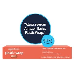 Amazon Basics Plastic Food Wrap, BPA Free, 200 Sq Ft (Pack of 1), Clear