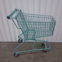 Vintage 70’s Winn-Dixie Teal Child’s Small Shopping Cart 25″ Metal Grocery Buggy