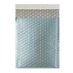 100 #000 Matte Metallic Ice Blue Poly Bubble Mailers 4×8 (Inner 4×7)