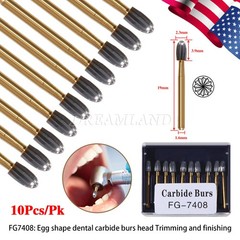 NEW Dental Trimming & Finishing Football Carbide Burs #7408 T&F 12 Bladed 10Pcs