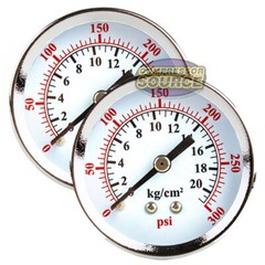 2 Air Compressor Pressure Hydraulic Gauges 2″ Face Back Mount 1/4″ NPT 0-300 PSI