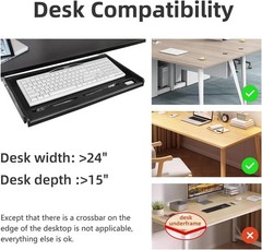 Under Desk Keyboard Tray, 21″ Wx15″D Sturdy Key Board Tray Under Desk Slide NEW