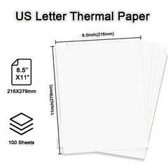 200 Sheets Thermal Printer Paper 8.5 x 11 Inches Multi-Type Kit (100 Folded &…
