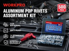 WORKPRO 500pcs Aluminum Blind Rivets, 14 Sizes Pop Rivets Assortment Kit- Sliver