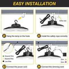 480V 240W LED UFO High Bay Light Warehouse Gym Workshop High Bay Light Dimmable