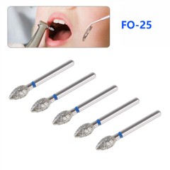 50pcs/10 Packs Dental Diamond Burs FO-25 FG 1.6mm Fit for High Speed Handpiece