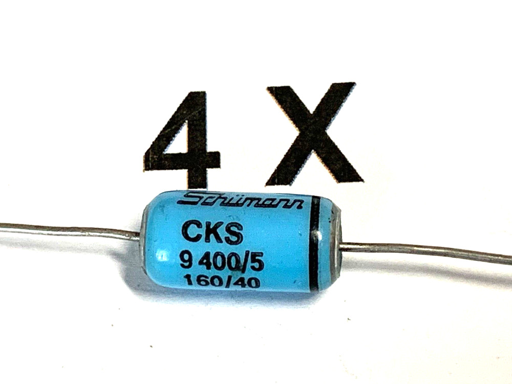9400pF, 9.4nF, 160V, 5%, 40°C, Styroflex/Aluminium Foil, Axial, Schümann CKS, 4 Pieces