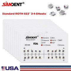 10 Packs Dental Orthodontic Brackets Metal Braces Standard Roth 022 Hooks 3-4-5