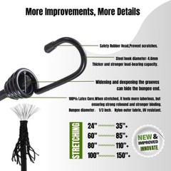 8mm HEAVY DUTY BLACK MARINE GRADE BUNGEE CORD Tarp Tie Down Strap 12-20-30-40″