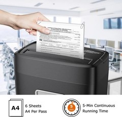 6 Sheet Micro Cut Shredder – High Security for Home/Office Use, 4.2 Gallon Bin