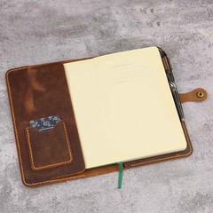 Hand Painted moleskine leather cover personalized with pen loop