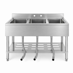 Commercial Kitchen Sink ,Freestanding 3-Compartment Stainless Steel Utility Sink