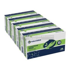 Halyard FLEXAPRENE* GREEN Exam Gloves 44792 – 5 BOXES of 200 X-SMALL