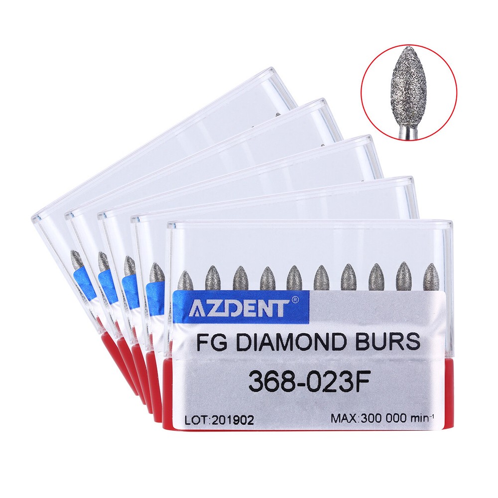 5 Box AZDENT Dental Diamond Burs Football Fine #368-023F RED 10pcs/Kit