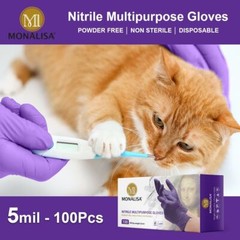 MONALISA™ Purple Disposable Exam Nitrile Gloves Powder Free 5mil