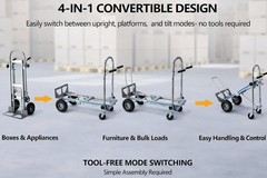 4 in 1 Aluminum Hand Truck Dolly Heavy Duty 1000 LB Convertible Folding Cart