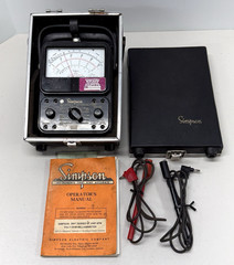 VINTAGE SIMPSON 260 6P MULTIMETER WITH CASE PROBES & MANUAL