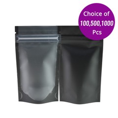 5x7in Matte Clear Front Black Back Mylar Stand up Zip Lock Bag w/Machine B03