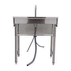 Kitchen Sink Stainless Steel Commercial 1 Compartment Utility Sink With Faucet~