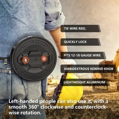 Tie Wire Reel – Lightweight Aluminum, Quick Lock Mechanism, Ambidextrous Rewi…