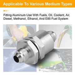 6AN Non Return One Way Inline Check Valve Fitting Aluminum-Sliver