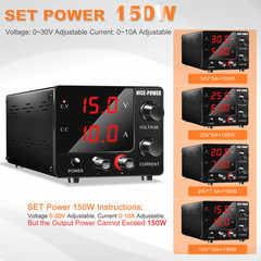 NICE-POWER DC Power Supply Variable 0~30V 0~10A, 3-Digits LED Display Current an