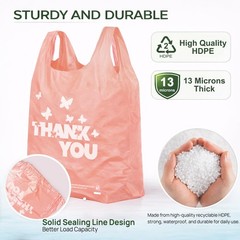 PINK Thank you bags, 100PCS T shirt bags, To Go Bags,Grocery bags, Reusable a…