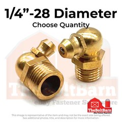 1/4″-28 Zerks Grease Fitting 90 Degree Hydraulic Brass (Choose Quantity)