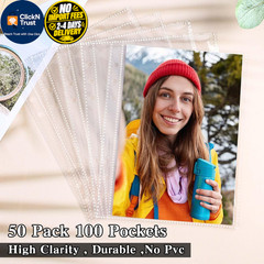 50 Pack 50 Pocket 5×7”Clear Page Protectors 19.5 x 15.5cm/7.68 x 6.1in, Clear