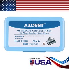 AZDENT Dental Orthodontic Bondable Buccal Tubes 1st 2nd Molar Roth/MBT 022