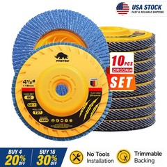 10 Pack 4-1/2″ x 5/8-11″ Zirconia Flap Discs 60 Grit Tool-Free for Angle Grinder