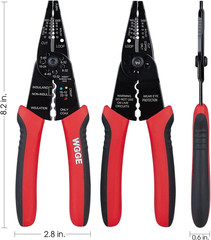 WGGE WG-015 Professional 8-Inch Wire Stripper/Crimping Tool, Cable Cutter/Crimpe